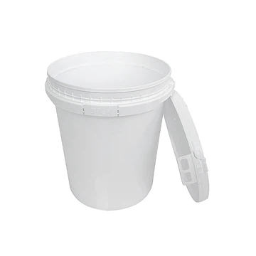 Cubo circular de plástico con tapa